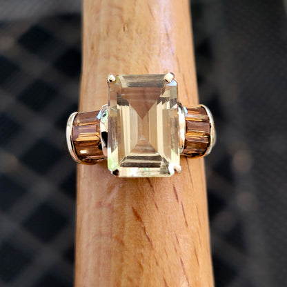14K Yellow Gold Quartz and Citrine Ring Size 6.75 - Solid Gold