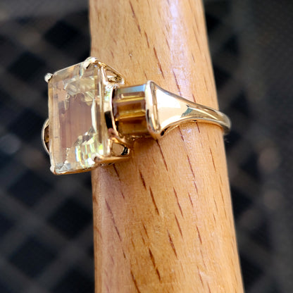 14K Yellow Gold Quartz and Citrine Ring Size 6.75 - Solid Gold