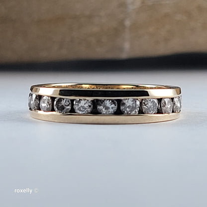 14K Yellow Gold Genuine Diamonds Band Ring Size 5.5 - Solid Gold