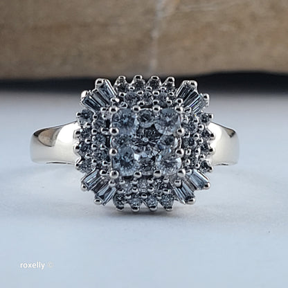 Effy 14K White Gold Genuine Natural Diamonds Cluster Ring Size 7 -Solid Gold