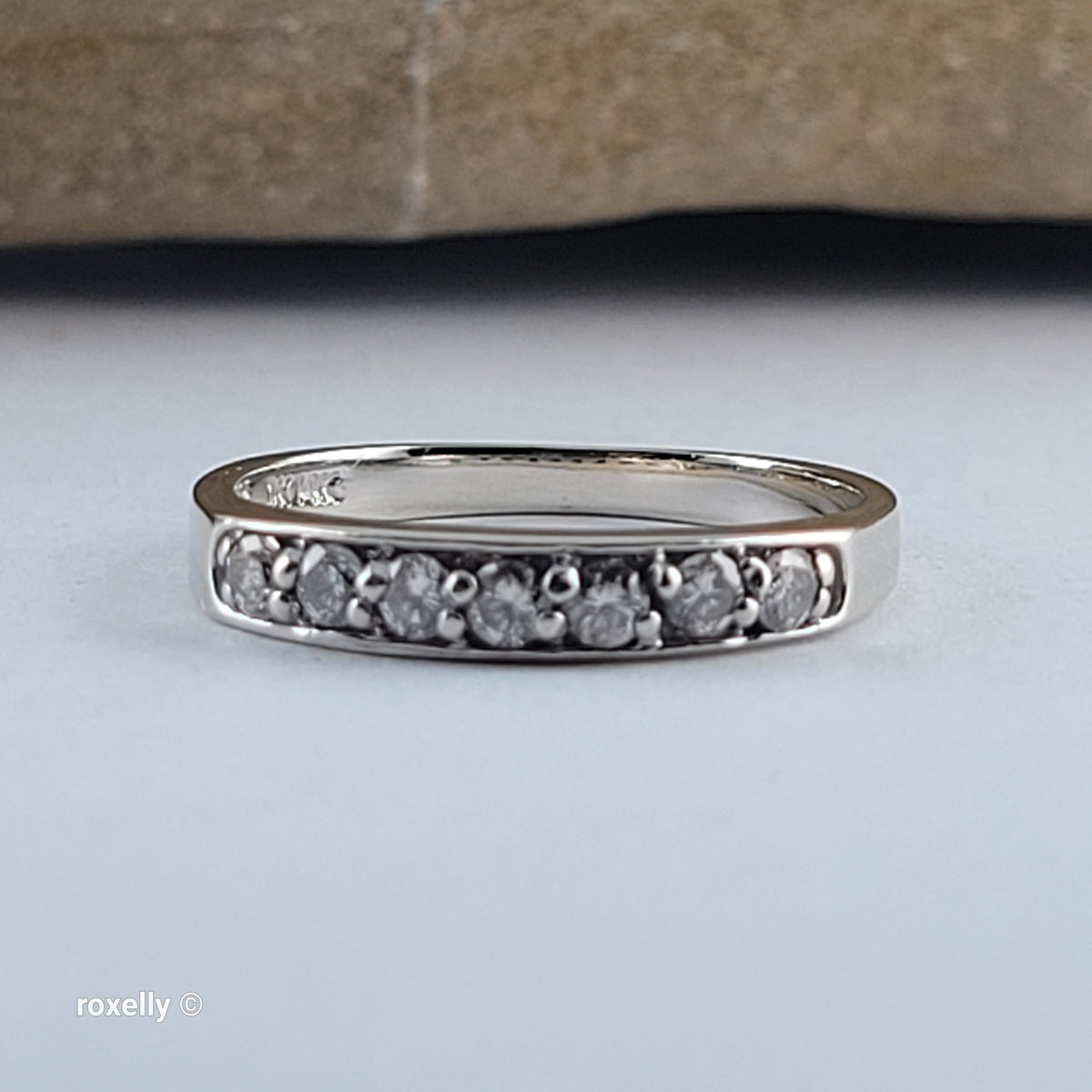 14K White Gold Moissanite Band Ring Size 6, Solid Gold