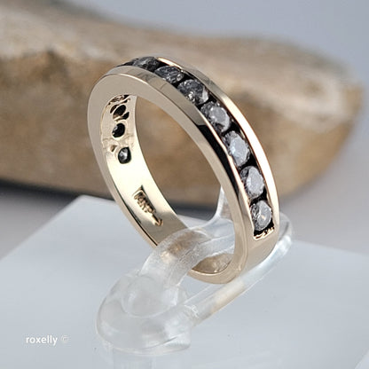 14K Yellow Gold Genuine Diamonds Band Ring Size 5.5 - Solid Gold