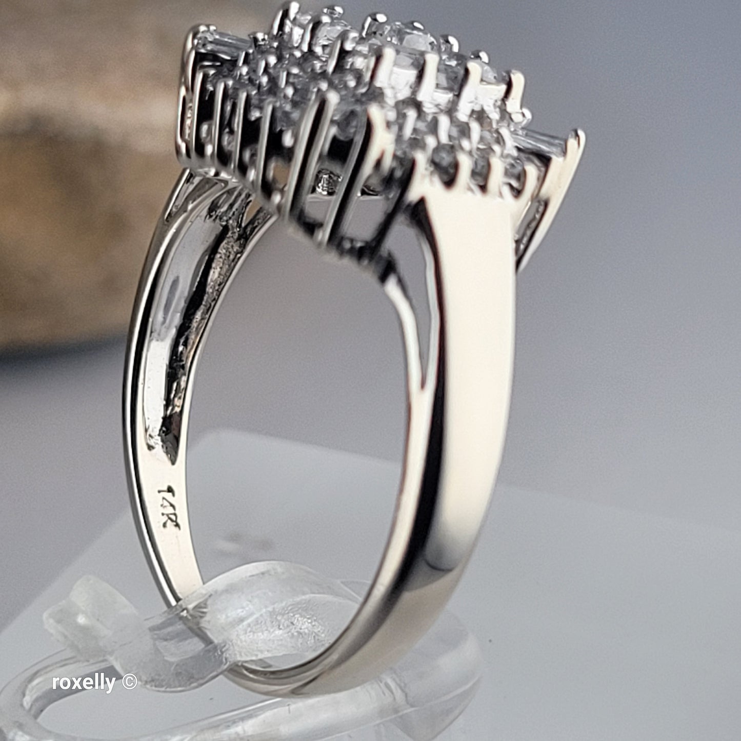 Effy 14K White Gold Genuine Natural Diamonds Cluster Ring Size 7 -Solid Gold