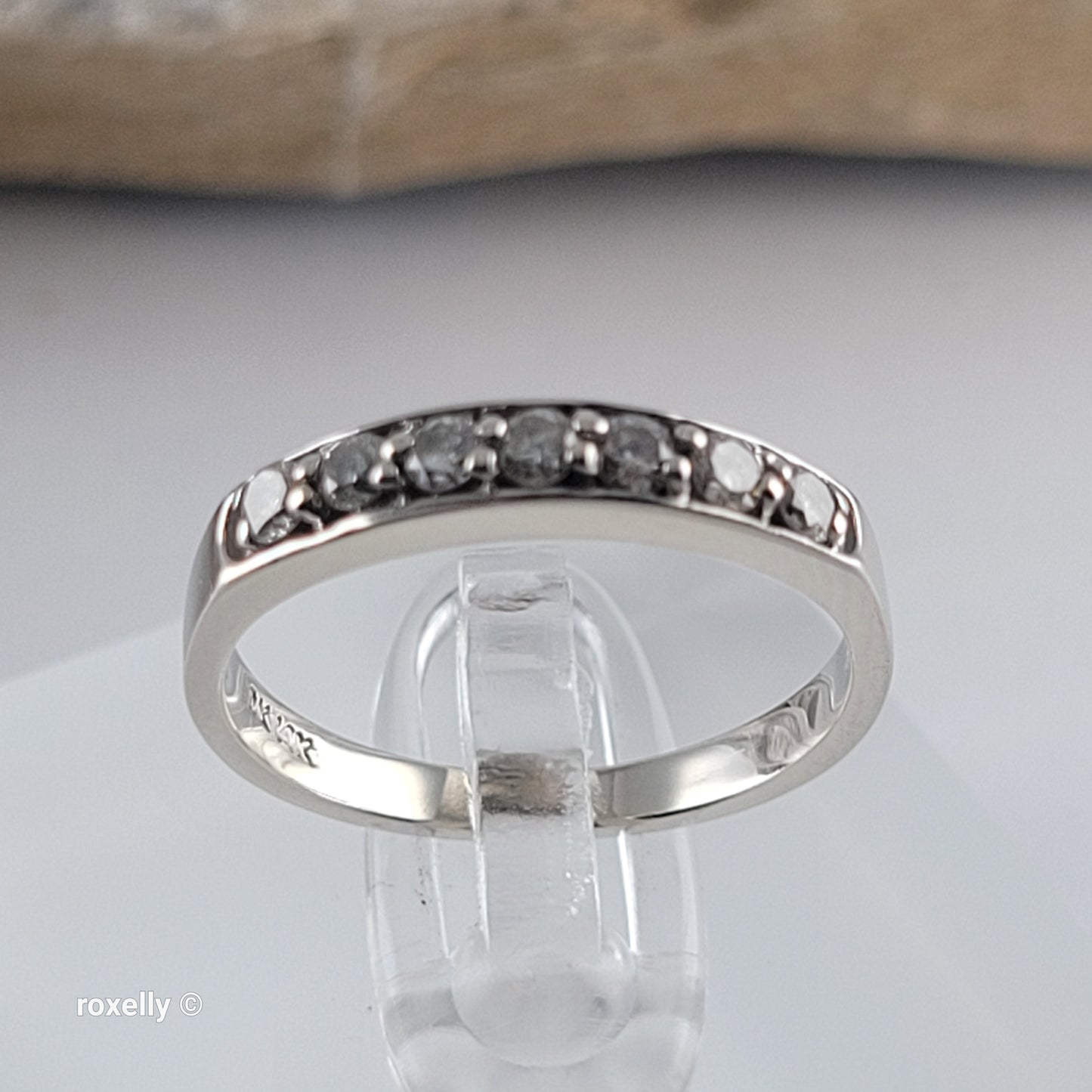 14K White Gold Moissanite Band Ring Size 6, Solid Gold