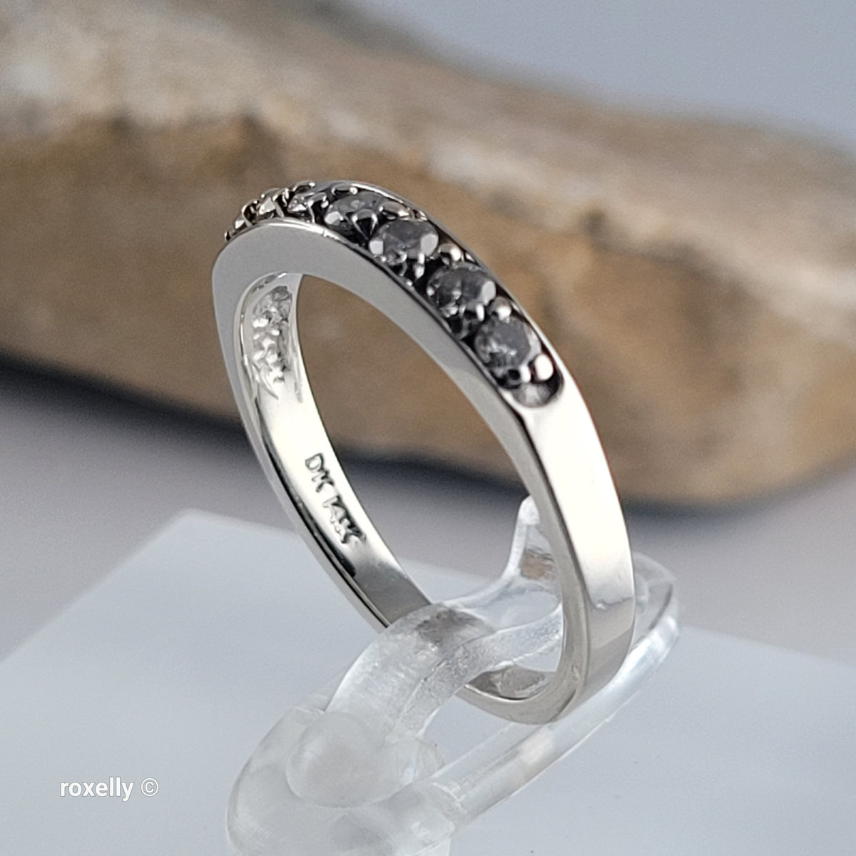 14K White Gold Moissanite Band Ring Size 6, Solid Gold