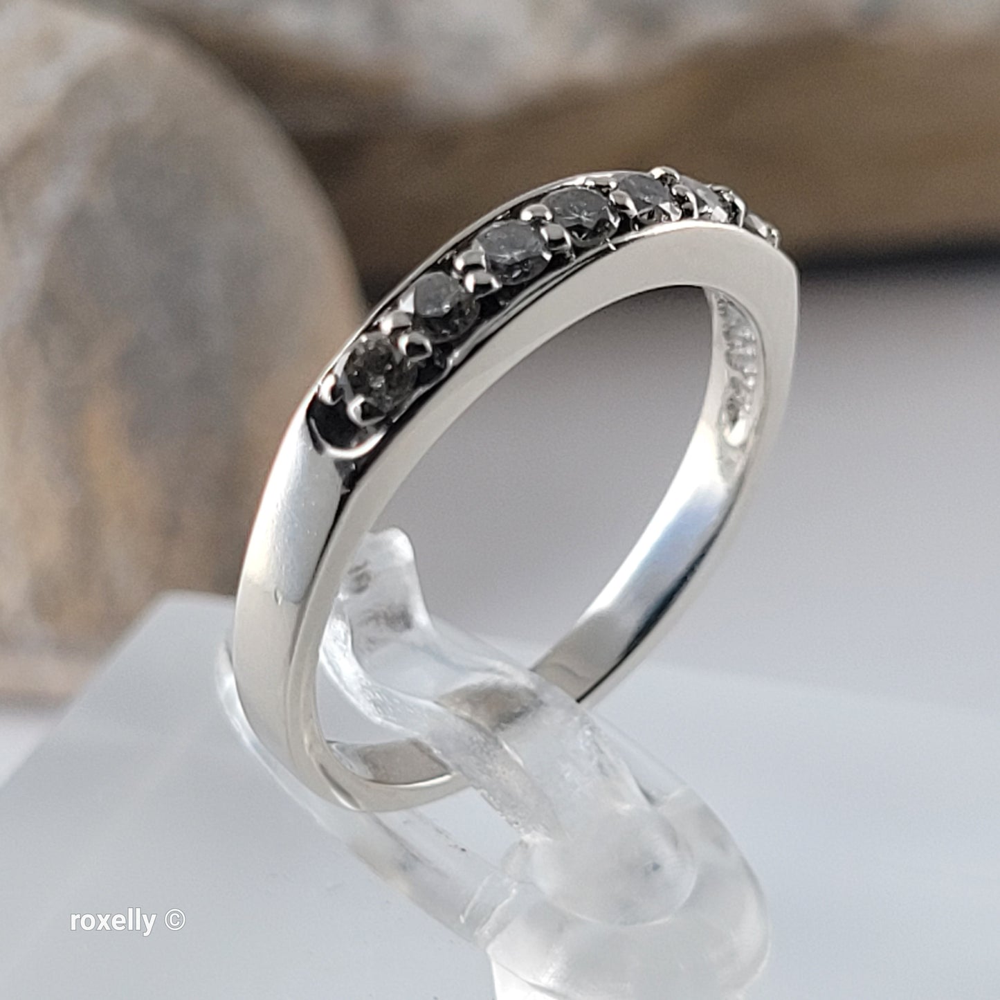 14K White Gold Moissanite Band Ring Size 6, Solid Gold