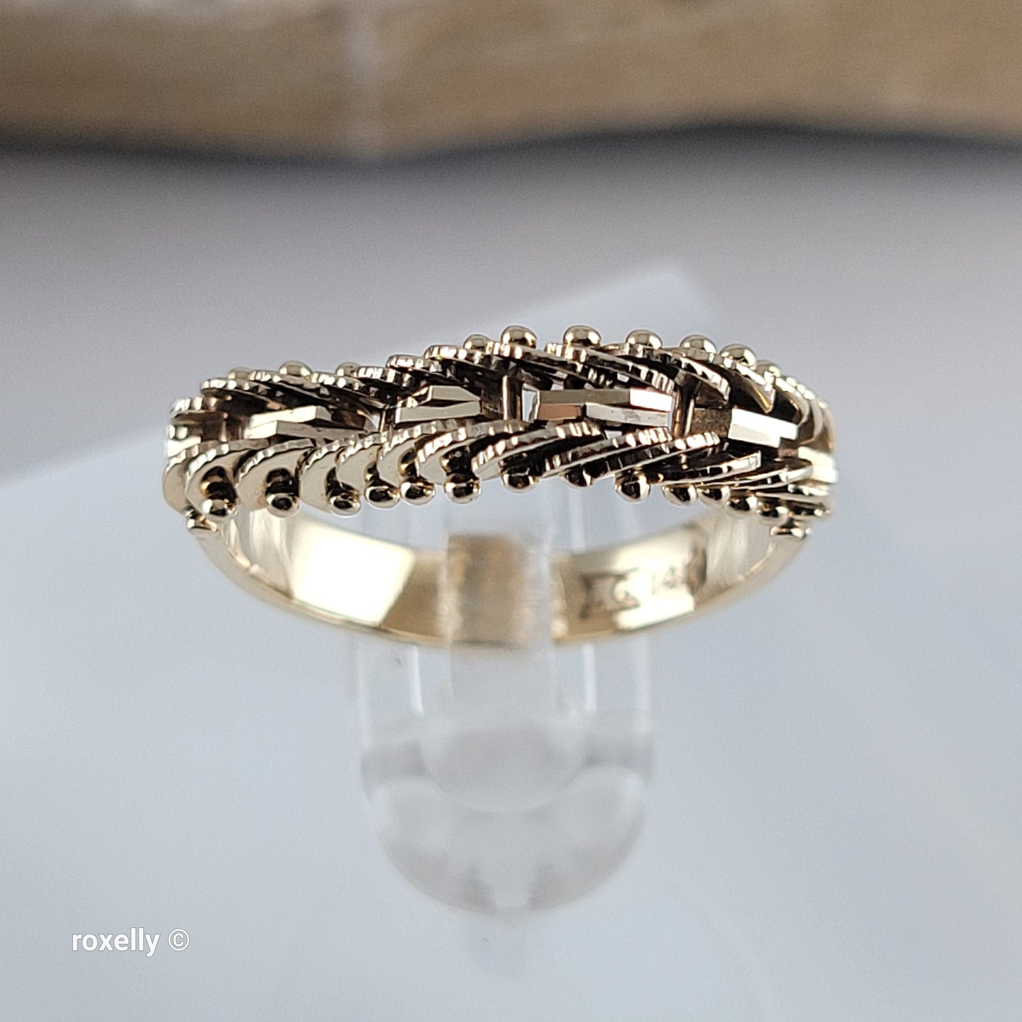 14K Yellow Gold Flexible Chain Ring Size 5 - Solid Gold - view 3