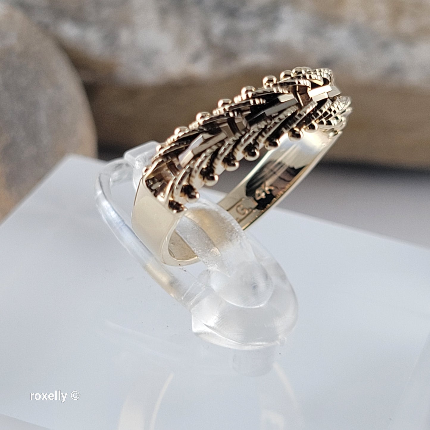 14K Yellow Gold Flexible Chain Ring Size 5 - Solid Gold - view 2