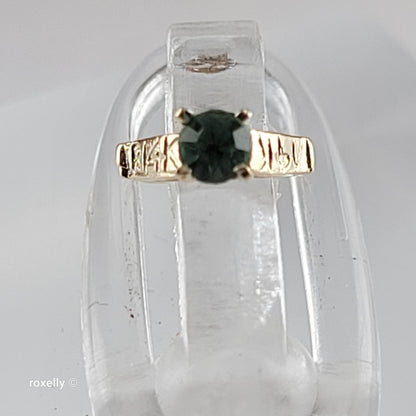 14K Tiny Yellow Gold Green Cubic Zirconia Ring Pendant - Solid Gold - view 3