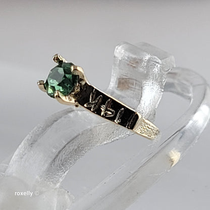 14K Tiny Yellow Gold Green Cubic Zirconia Ring Pendant - Solid Gold - view 4