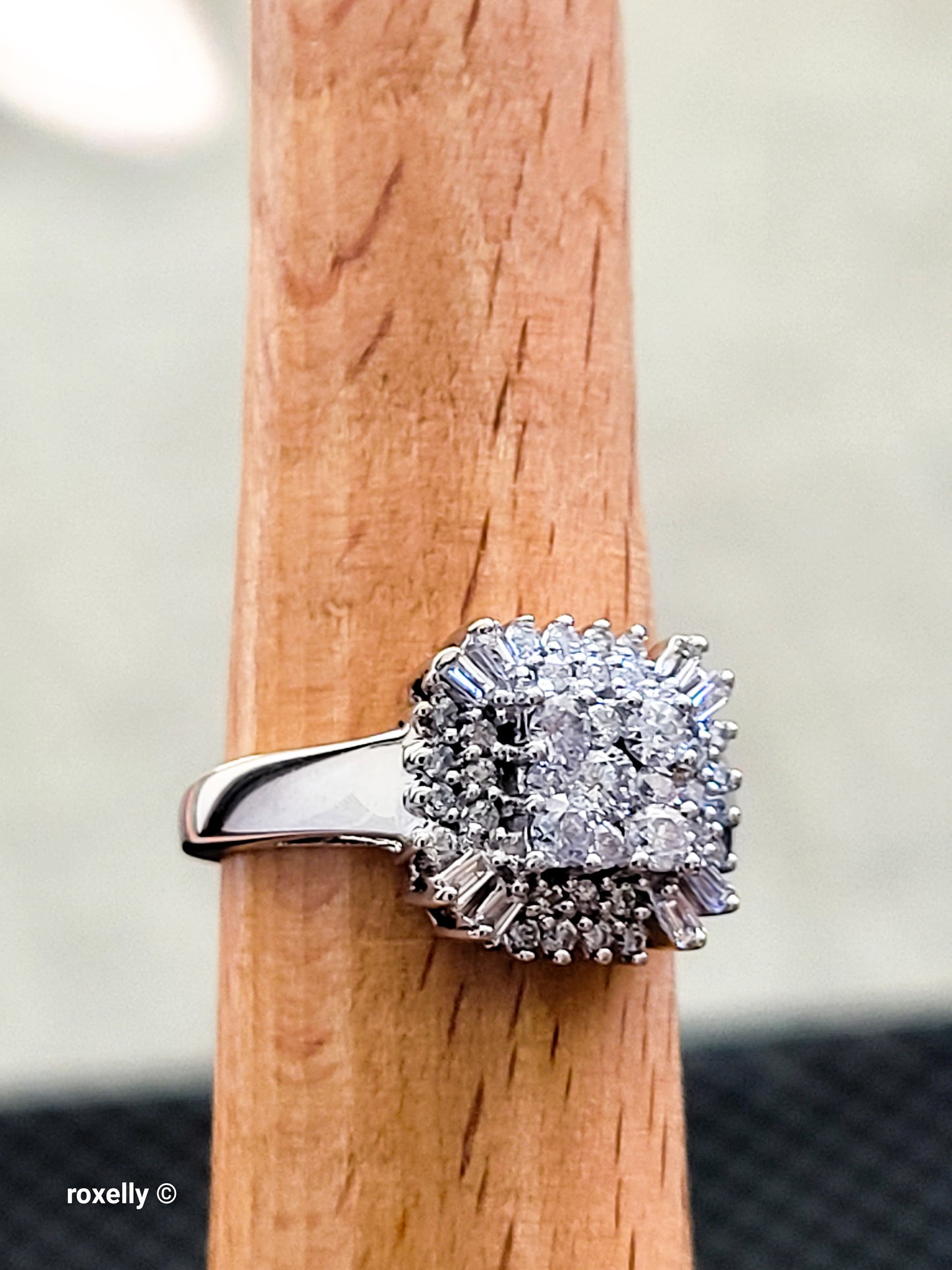 Effy 14K White Gold Genuine Natural Diamonds Cluster Ring Size 7 -Solid Gold