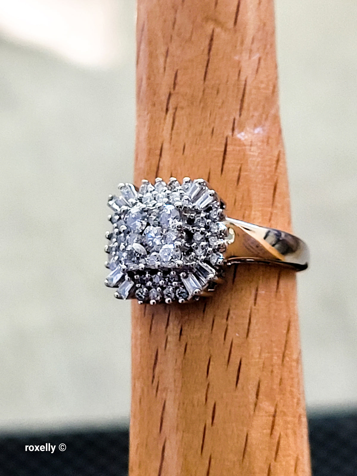 Effy 14K White Gold Genuine Natural Diamonds Cluster Ring Size 7 -Solid Gold