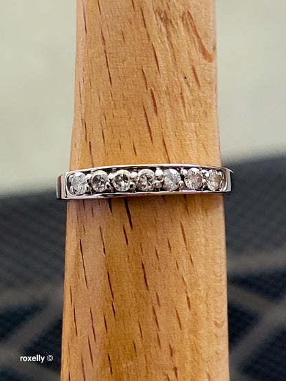 14K White Gold Moissanite Band Ring Size 6, Solid Gold