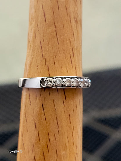 14K White Gold Moissanite Band Ring Size 6, Solid Gold