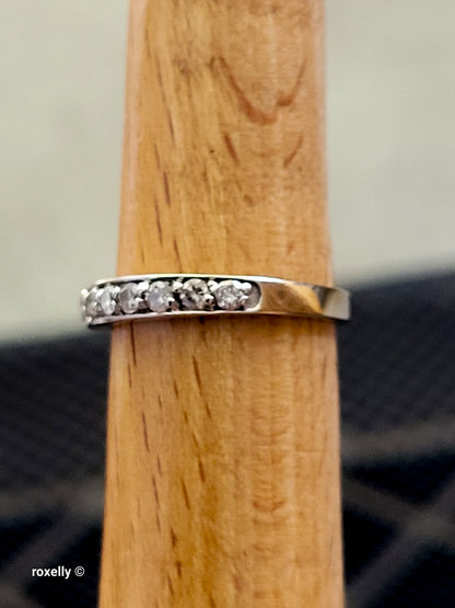 14K White Gold Moissanite Band Ring Size 6, Solid Gold