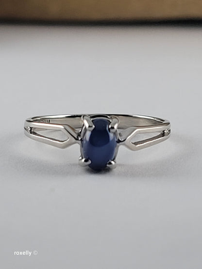10K White Gold Blue Sapphire Star Ring Size 4.75 - Solid Gold!