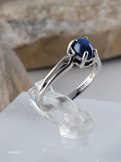 10K White Gold Blue Sapphire Star Ring Size 4.75 - Solid Gold!