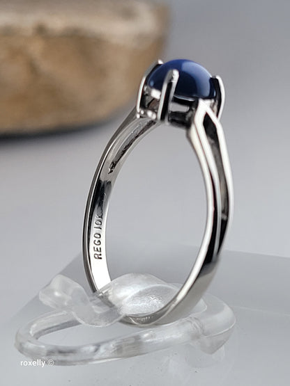 10K White Gold Blue Sapphire Star Ring Size 4.75 - Solid Gold!