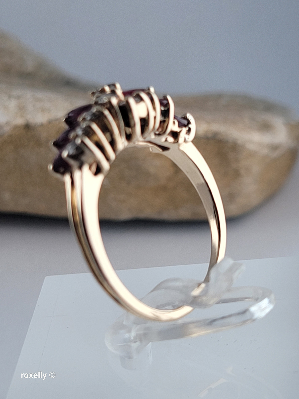 14K Yellow Gold Ruby and Genuine Diamond Ring Size 6.75 - Solid Gold