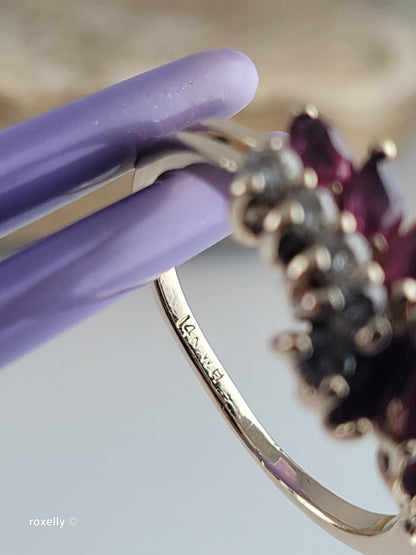 14K Yellow Gold Ruby and Genuine Diamond Ring Size 6.75 - Solid Gold