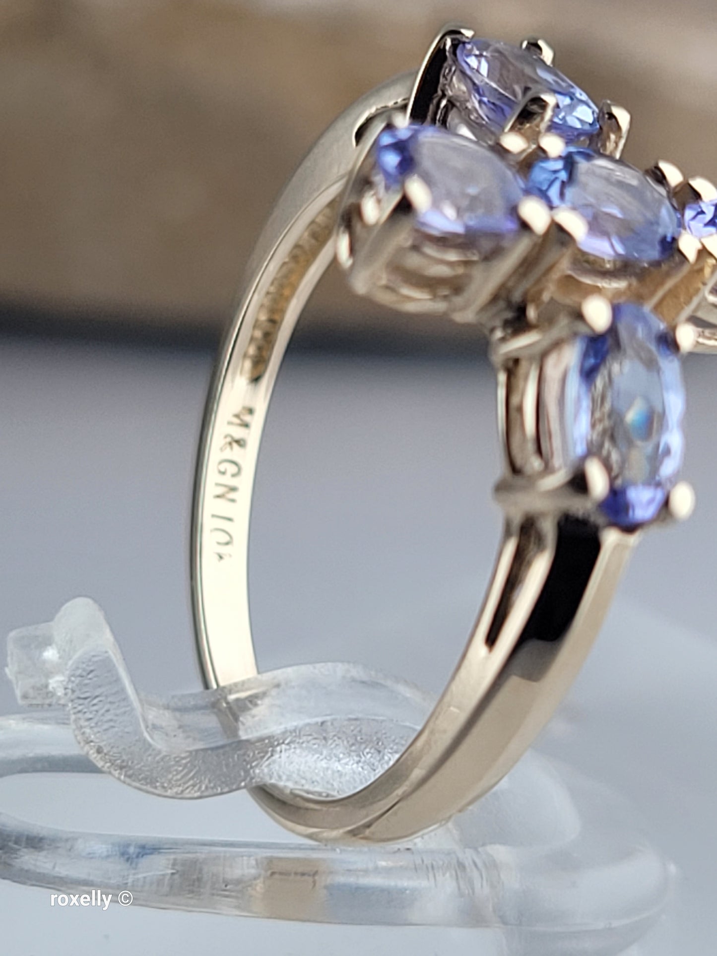 10K Yellow Gold Cross-Shaped Tanzanite Gemstone Ring Size 4.75 - Solid Gold