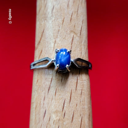 10K White Gold Blue Sapphire Star Ring Size 4.75 - Solid Gold!