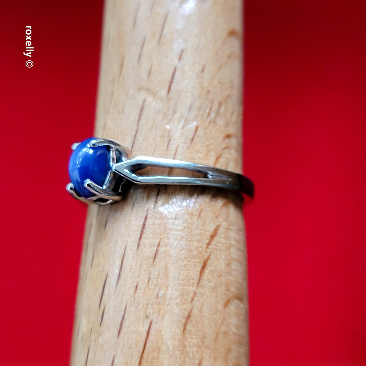 10K White Gold Blue Sapphire Star Ring Size 4.75 - Solid Gold!