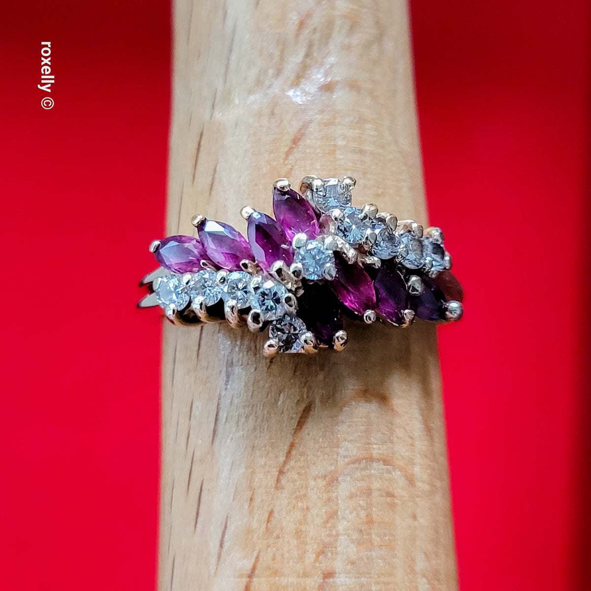 14K Yellow Gold Ruby and Genuine Diamond Ring Size 6.75 - Solid Gold