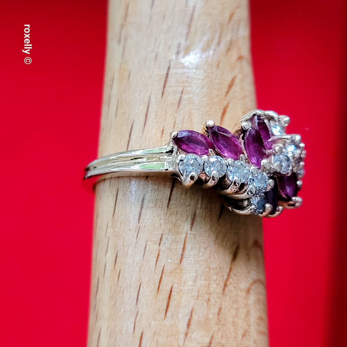 14K Yellow Gold Ruby and Genuine Diamond Ring Size 6.75 - Solid Gold
