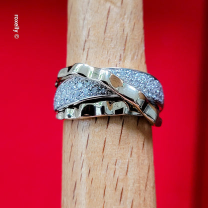 $5000 Effy 14K Two-Tone Gold CTW 0.38 Genuine Diamonds Crossover Band Ring Size 6.5 - Solid Gold!