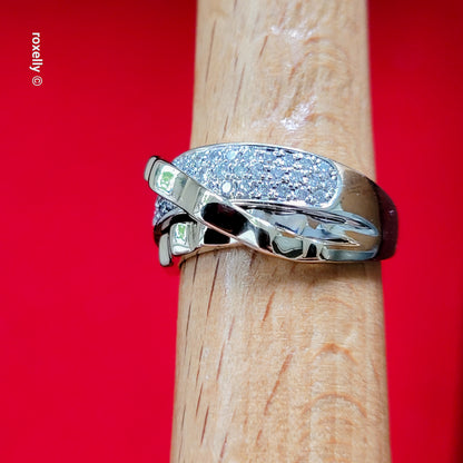 $5000 Effy 14K Two-Tone Gold CTW 0.38 Genuine Diamonds Crossover Band Ring Size 6.5 - Solid Gold!