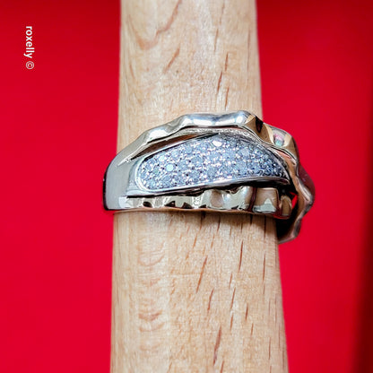 $5000 Effy 14K Two-Tone Gold CTW 0.38 Genuine Diamonds Crossover Band Ring Size 6.5 - Solid Gold!