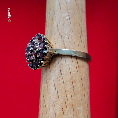 14K Yellow Gold Garnet Cluster Ring Size 6.25 - Solid Gold