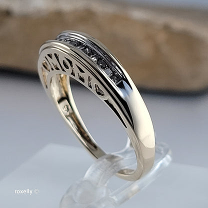 10K Yellow Gold Genuine Diamond "MOM" Band Ring Size 6.75 - Solid Gold