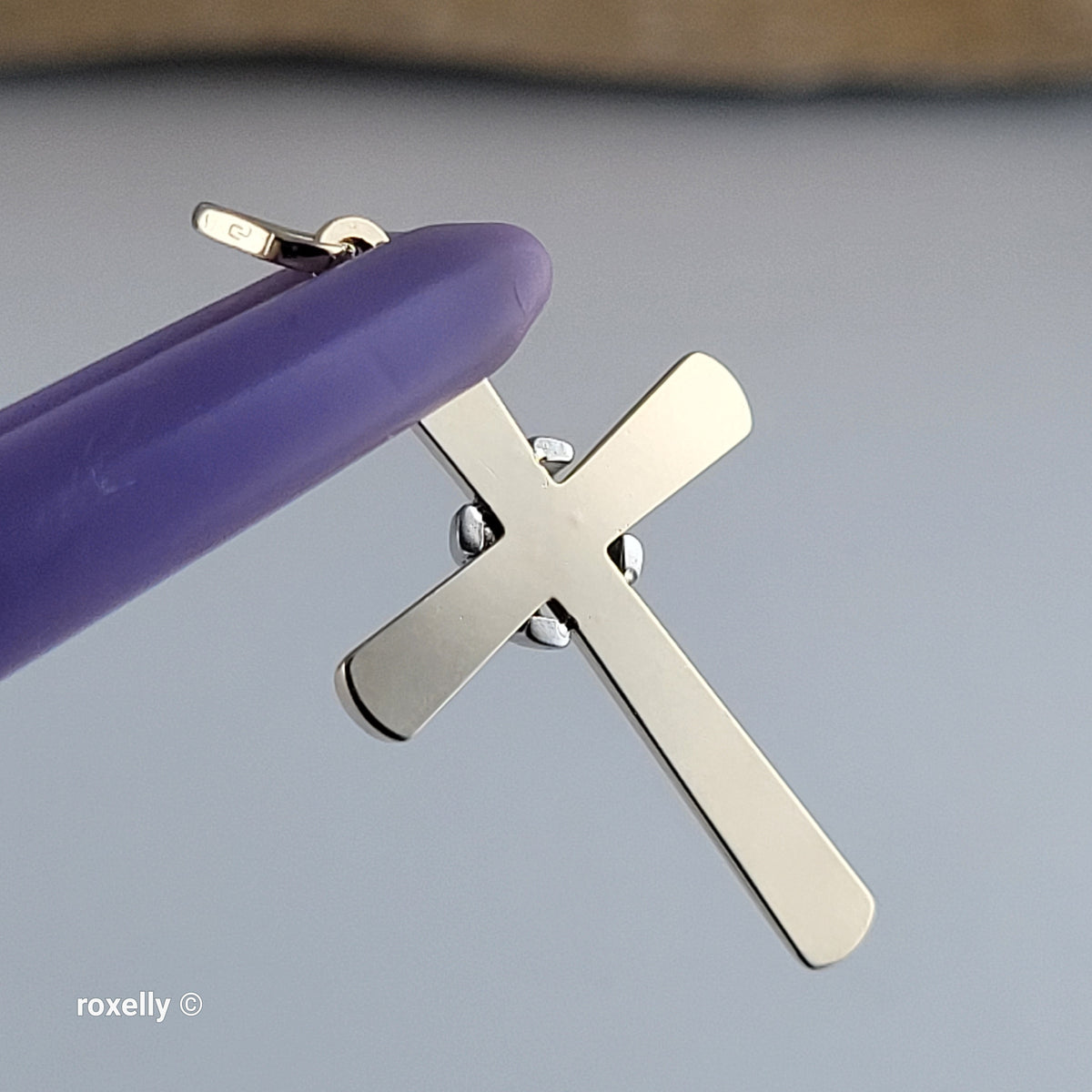 14K Two-Tone Gold Diamond-Cut Cross Pendant - Solid Gold, Made in Italy