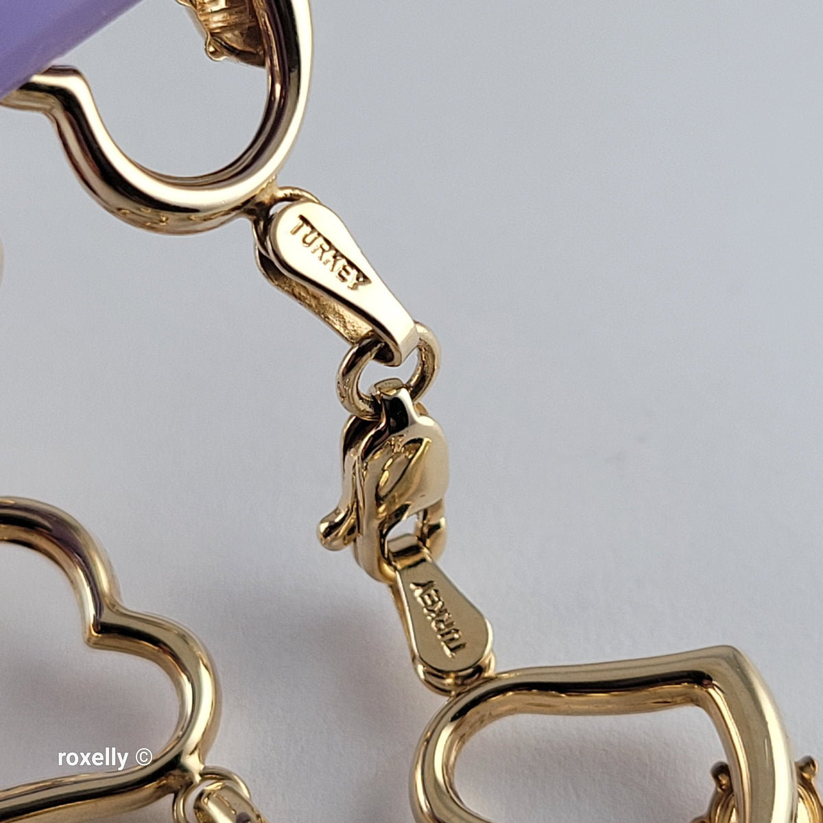 14K Yellow Gold Heart & Ladybug Link Bracelet - Solid Gold, Made in Turkey