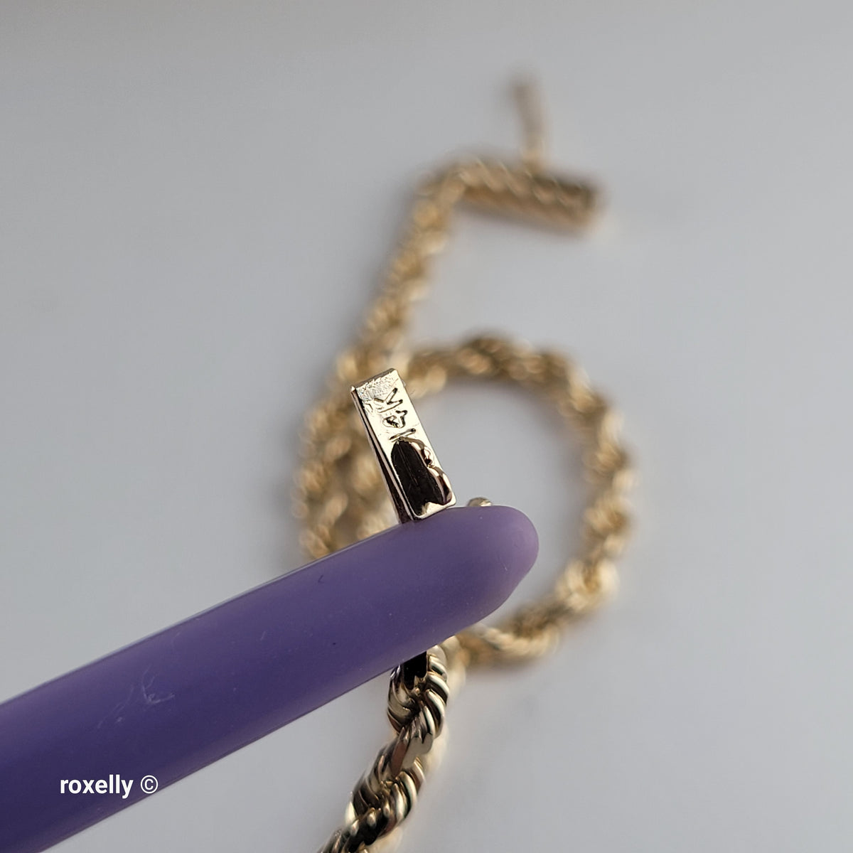 14K Yellow Gold Rope Link Bracelet with Barrel Clasp - Solid Gold!