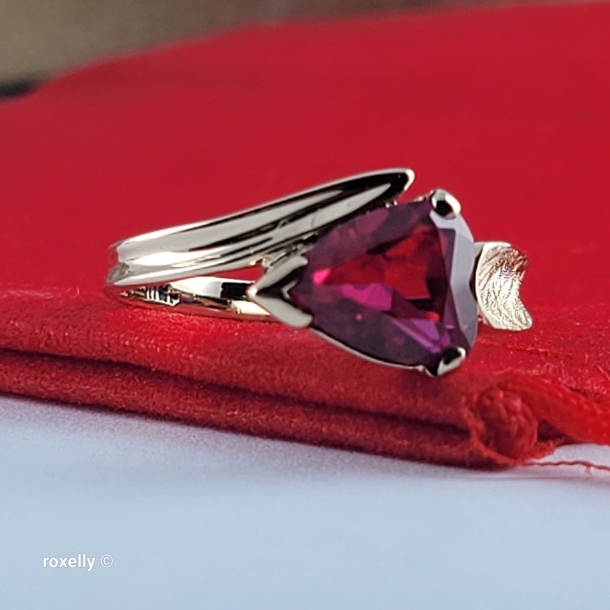 10K Yellow Gold Ruby Satin Finish Bypass Ring Size 6.25 - Solid Gold