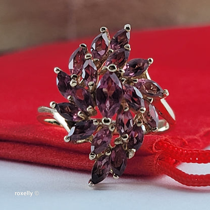 14K Yellow Gold Pink Tourmaline Floral Ring Size 5.75 - Solid Gold