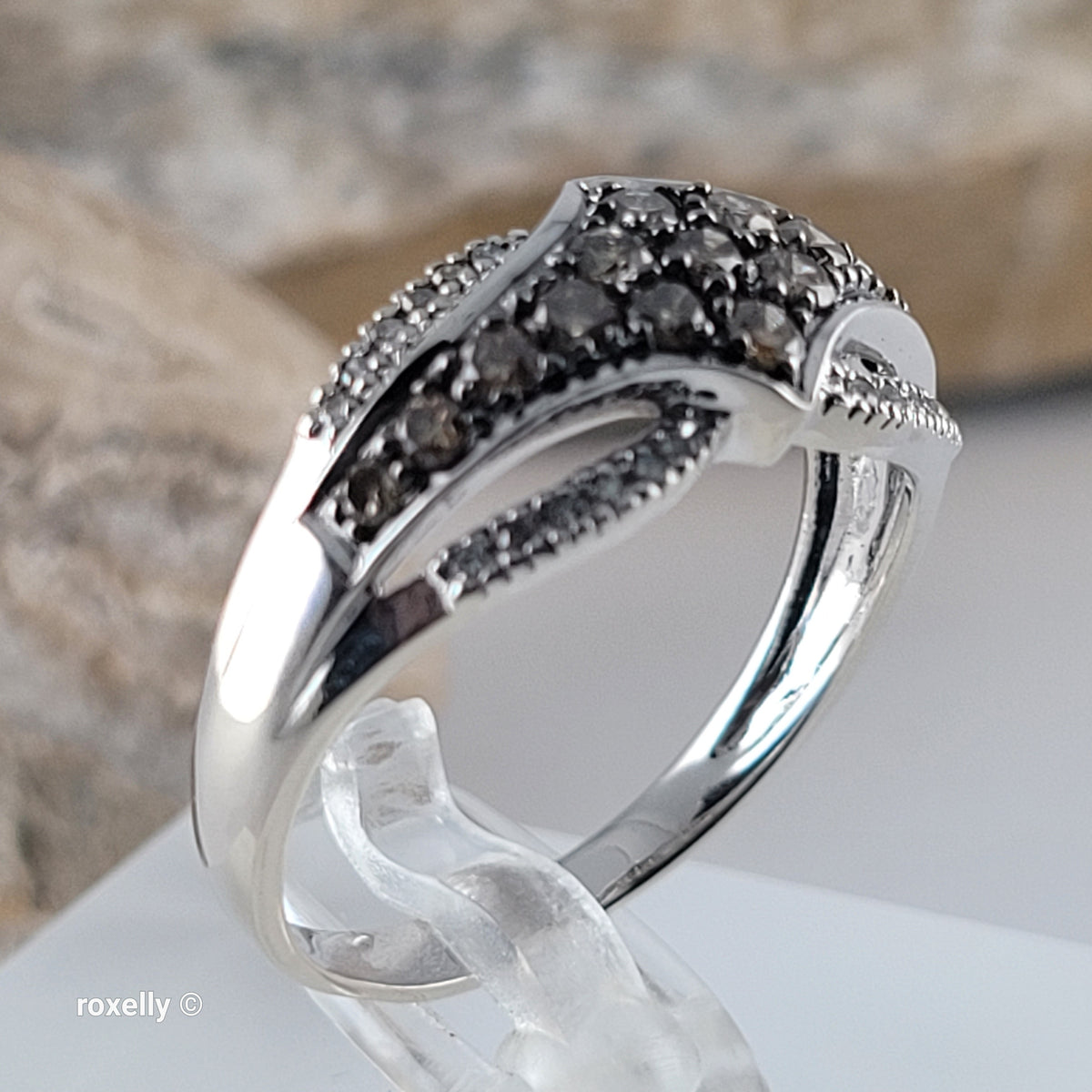 14K White Gold Chocolate & Vanilla Diamonds Ring Size 9.5 - Solid Gold