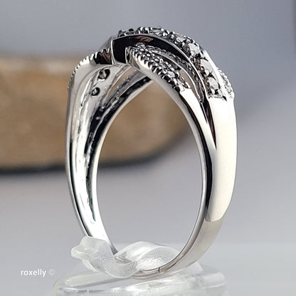 14K White Gold Chocolate & Vanilla Diamonds Ring Size 9.5 - Solid Gold