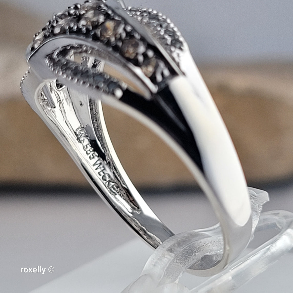 14K White Gold Chocolate & Vanilla Diamonds Ring Size 9.5 - Solid Gold