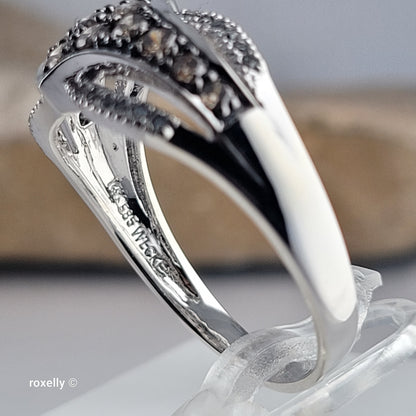 14K White Gold Chocolate & Vanilla Diamonds Ring Size 9.5 - Solid Gold