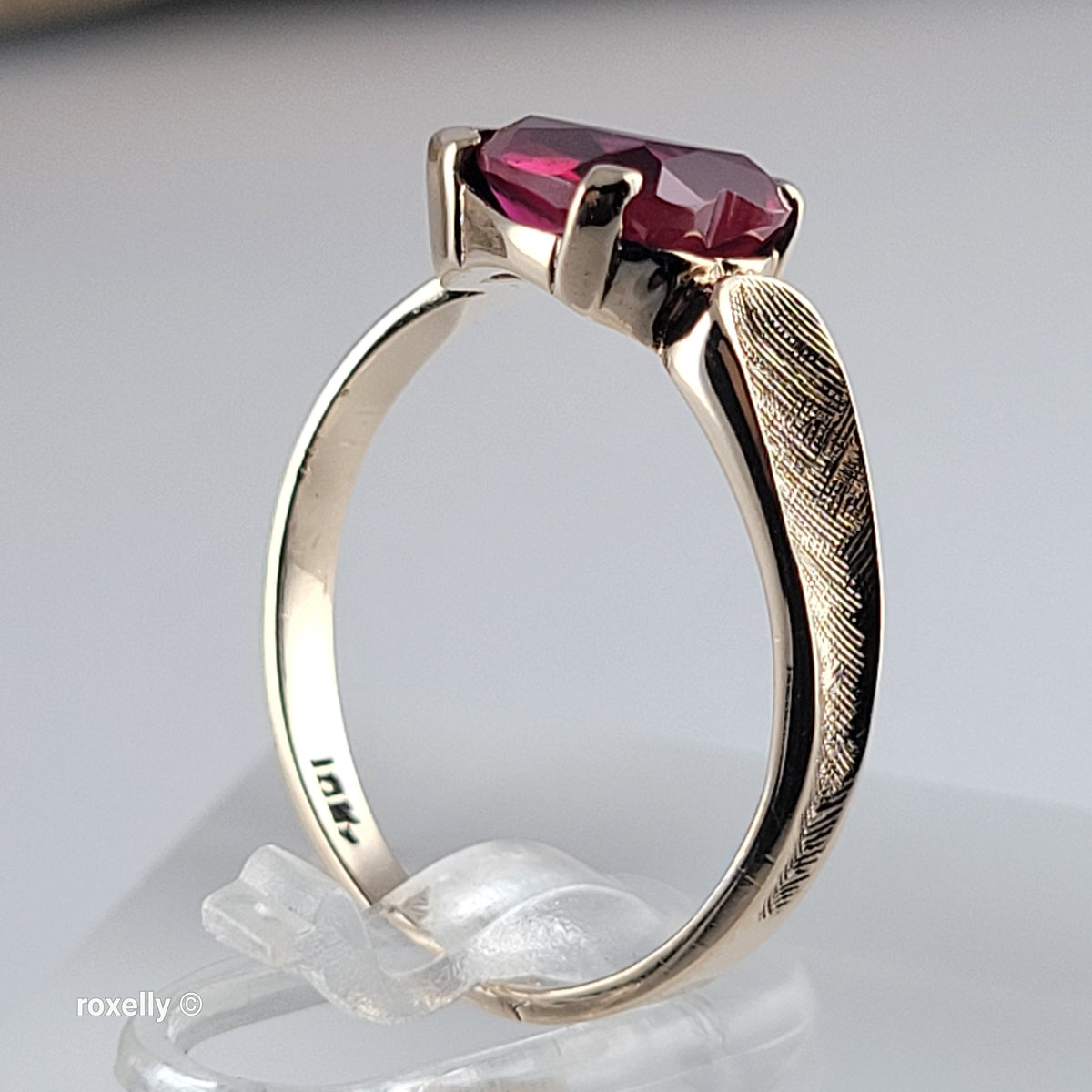 10K Yellow Gold Ruby Satin Finish Bypass Ring Size 6.25 - Solid Gold