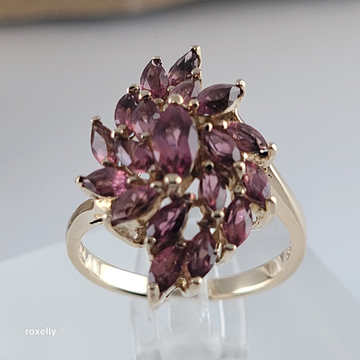 14K Yellow Gold Pink Tourmaline Floral Ring Size 5.75 - Solid Gold