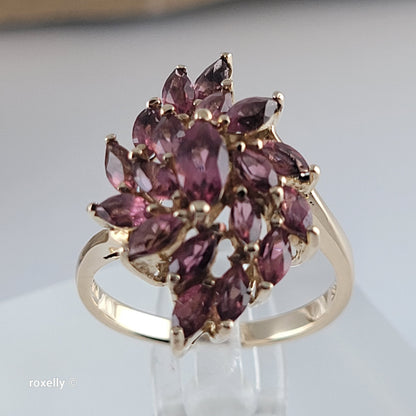 14K Yellow Gold Pink Tourmaline Floral Ring Size 5.75 - Solid Gold