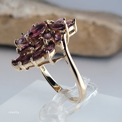14K Yellow Gold Pink Tourmaline Floral Ring Size 5.75 - Solid Gold