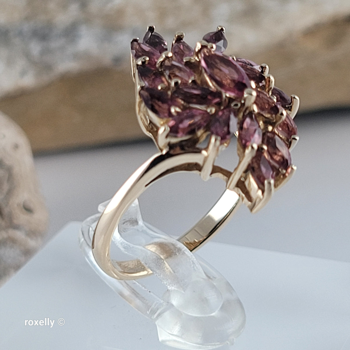 14K Yellow Gold Pink Tourmaline Floral Ring Size 5.75 - Solid Gold