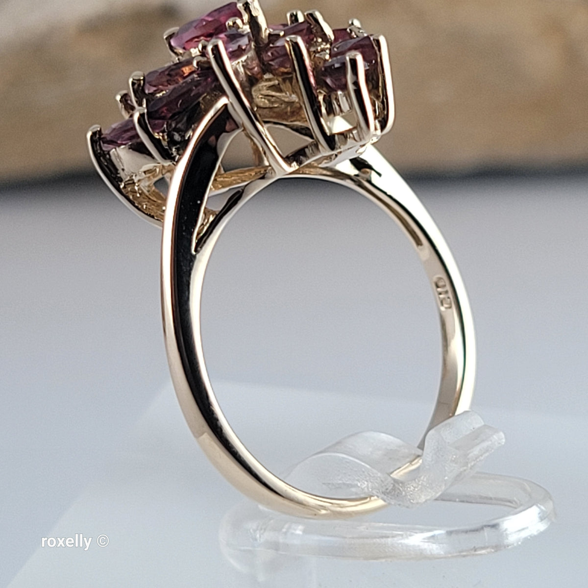 14K Yellow Gold Pink Tourmaline Floral Ring Size 5.75 - Solid Gold