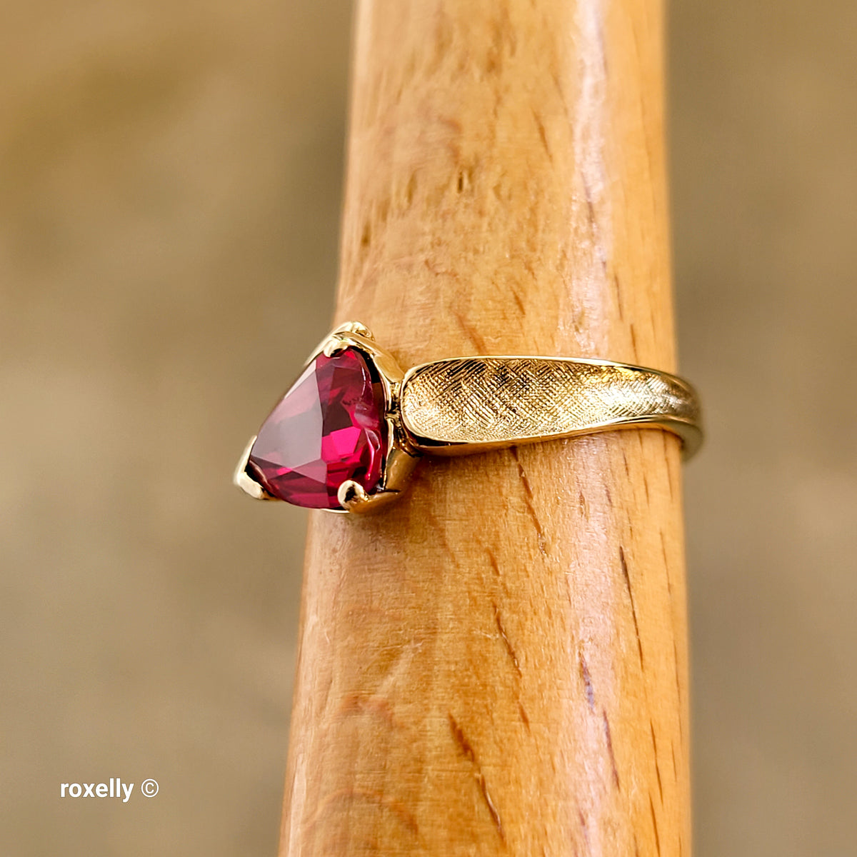 10K Yellow Gold Ruby Satin Finish Bypass Ring Size 6.25 - Solid Gold